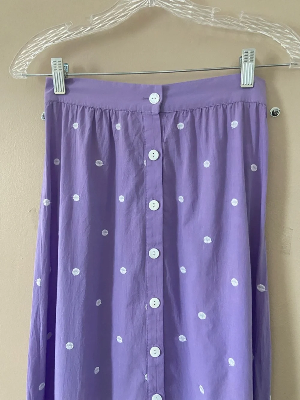 Miguelina Aiden  Button Down Embroidered Cotton-voile Maxi Skirt Lilac Size XS - Picture 6 of 10